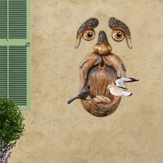 Tree Face Decor Bird Feeder - Holiday Cheer for Patio, Lawn, Yard