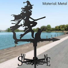 Metal Witch & Cat Weathervane Retro Wind Vane