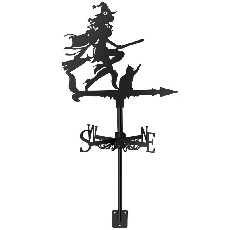 Metal Witch & Cat Weathervane Retro Wind Vane