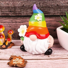Garden Rainbow Gnome Resin Statue Faceless Doll Figures Home Decoration