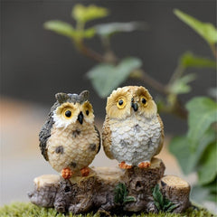 4pcs Mini Resin Owls for Fairy Garden & Bonsai Craft Decor