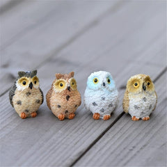 4pcs Mini Resin Owls for Fairy Garden & Bonsai Craft Decor