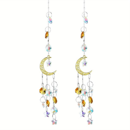 Crystal Moon Suncatcher Rainbow Prism Window Craft Garden Decor