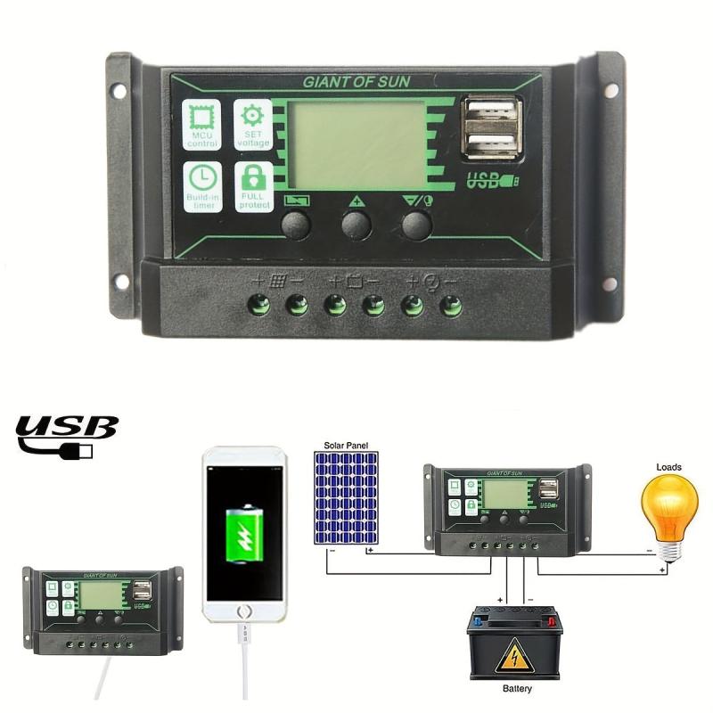 Solar Charge Controller 30A 20A 10A 12V 24V Auto