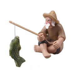 Fisherman Statue for Fish Tank Garden Patio Yard Decor