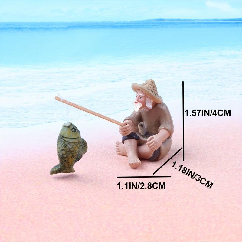 Fisherman Statue for Fish Tank Garden Patio Yard Decor