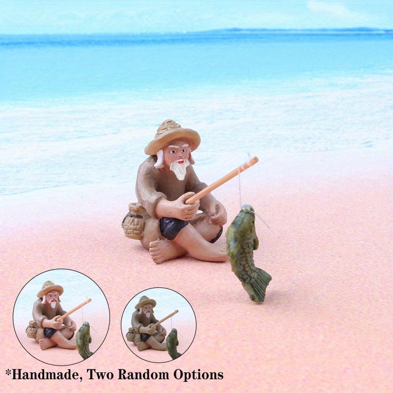 Fisherman Statue for Fish Tank Garden Patio Yard Decor