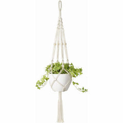 1pc Plant Hanger Indoor Hanging Wooden Bead Planter Lanyard Ivory