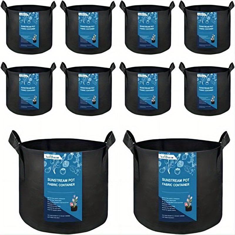 10 Pack Thickened Nonwoven Fabric Grow Bags Handles Plant Vegetable Growing Bag