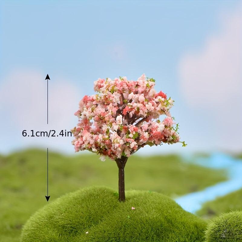 4pcs Garden Decor Micro Landscape Tree Silk Flower Ornaments