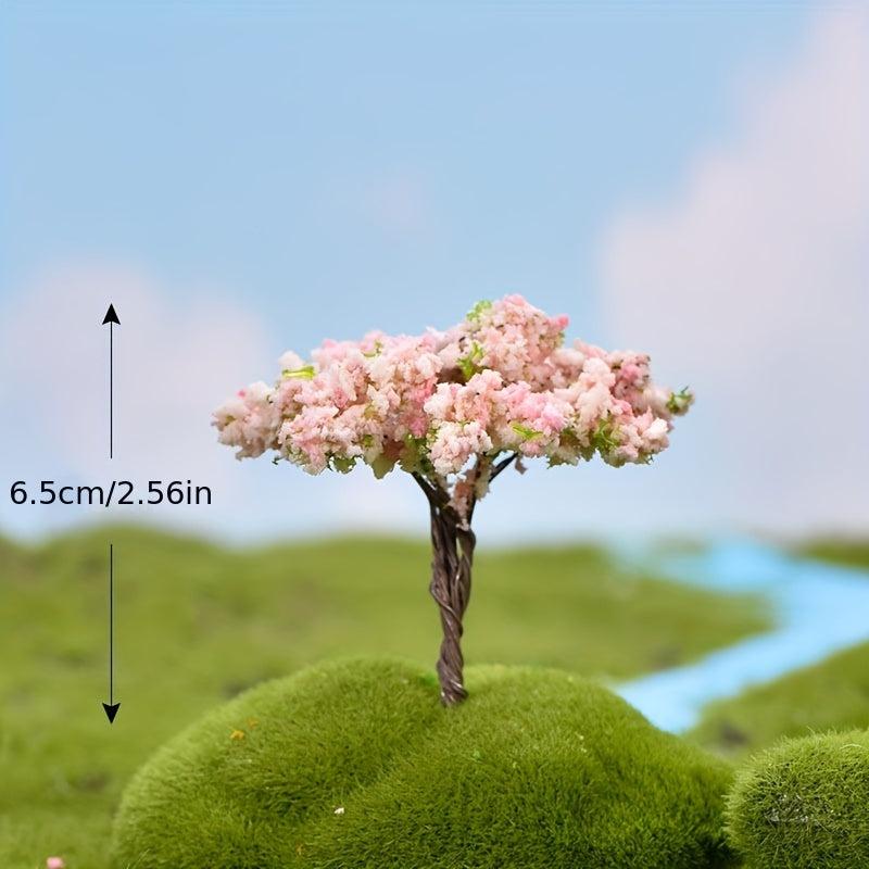 4pcs Garden Decor Micro Landscape Tree Silk Flower Ornaments