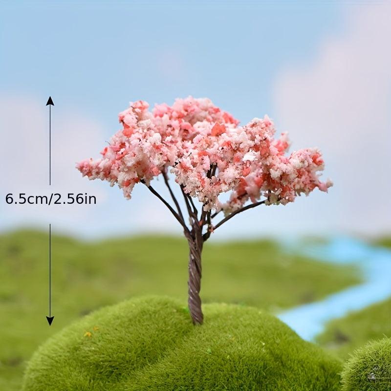 4pcs Garden Decor Micro Landscape Tree Silk Flower Ornaments
