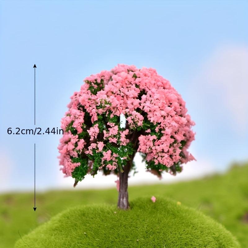 4pcs Garden Decor Micro Landscape Tree Silk Flower Ornaments