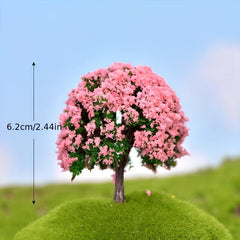 4pcs Garden Decor Micro Landscape Tree Silk Flower Ornaments