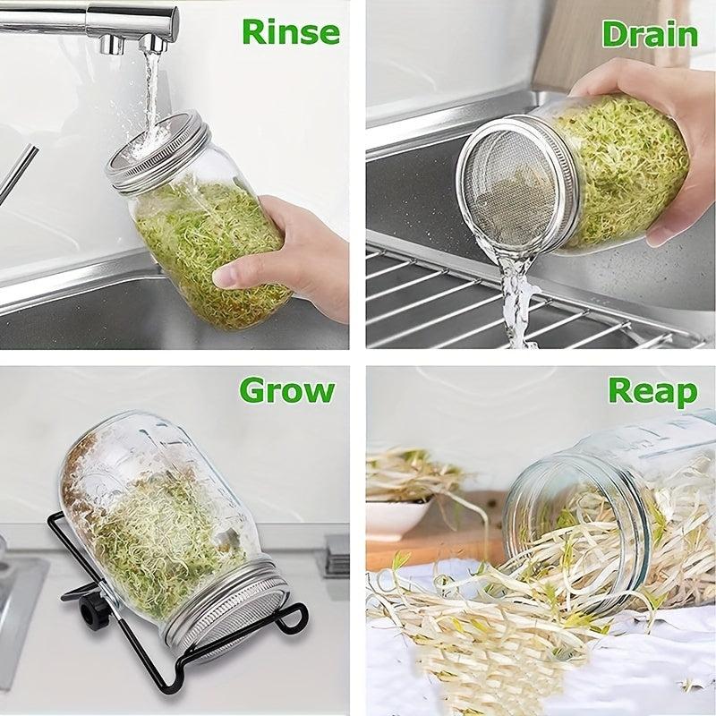 Stainless Steel Mesh Lid Sprouting Kit for Homegrown Sprouts