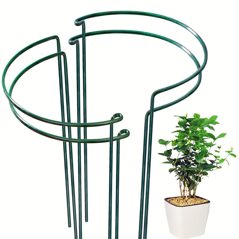 4 Pack Metal Garden Plant Supports, Half Round Tomato Rose Flower Vine Stakes