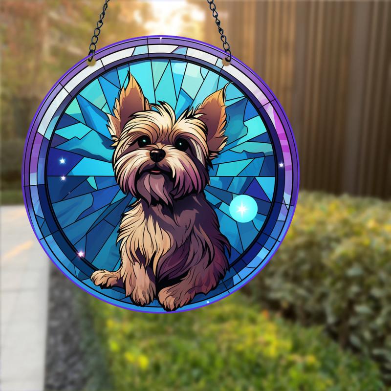 Yorkie Sunset Sky Suncatcher for Home Decor