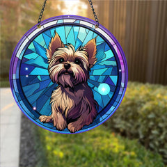 Yorkie Sunset Sky Suncatcher for Home Decor