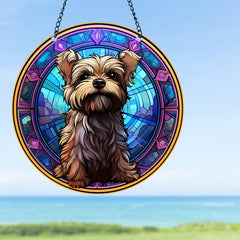 Yorkie Sunset Sky Suncatcher for Home Decor
