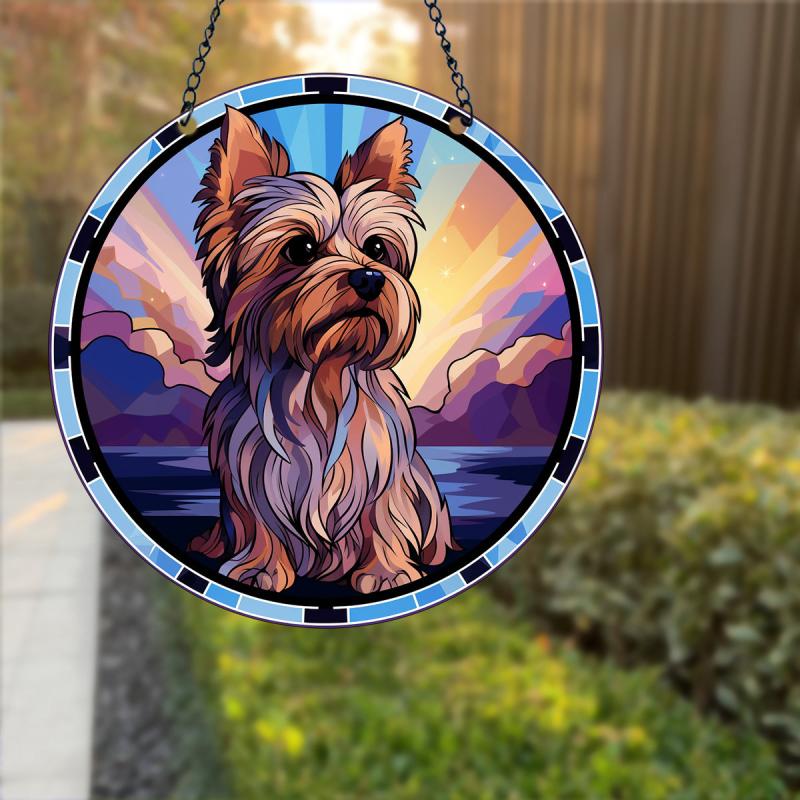 Yorkie Sunset Sky Suncatcher for Home Decor