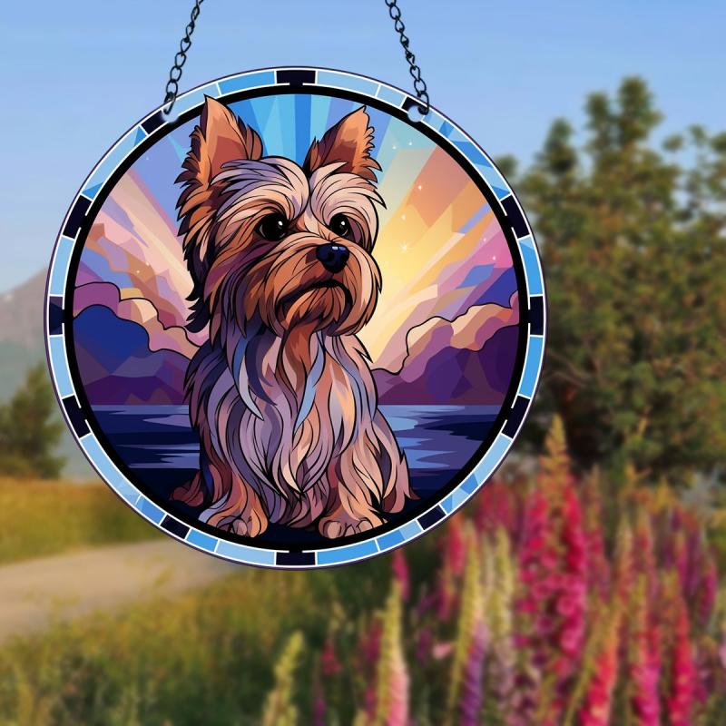 Yorkie Sunset Sky Suncatcher for Home Decor