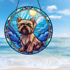 Yorkie Sunset Sky Suncatcher for Home Decor