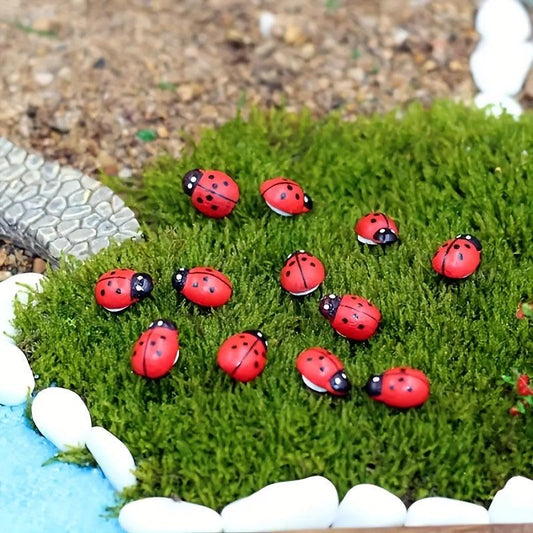 50pcs Wooden Ladybug Insect Craft Decor for Garden Plant Outdoor