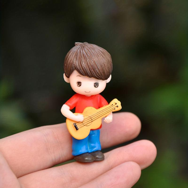 2pcs Guitar Couple Micro Landscape Ornaments for DIY Girl Heart Cake Decoration