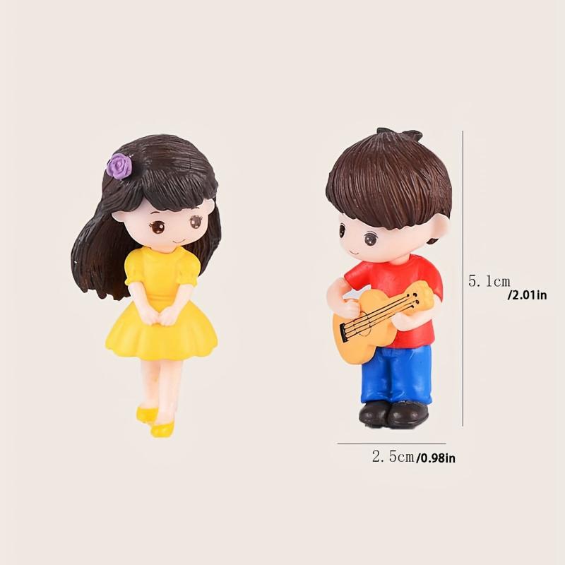 2pcs Guitar Couple Micro Landscape Ornaments for DIY Girl Heart Cake Decoration