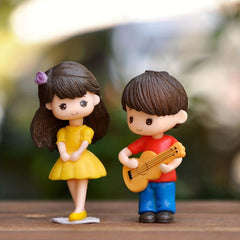 2pcs Guitar Couple Micro Landscape Ornaments for DIY Girl Heart Cake Decoration