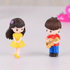 2pcs Guitar Couple Micro Landscape Ornaments for DIY Girl Heart Cake Decoration