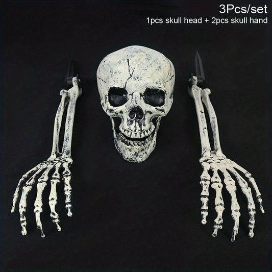 1pc Halloween Realistic Skull Skeleton Head Human Hand Arms
