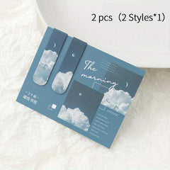 2pcs Magnetic Bookmark Scenery Clouds Literary Pattern Reading Tool