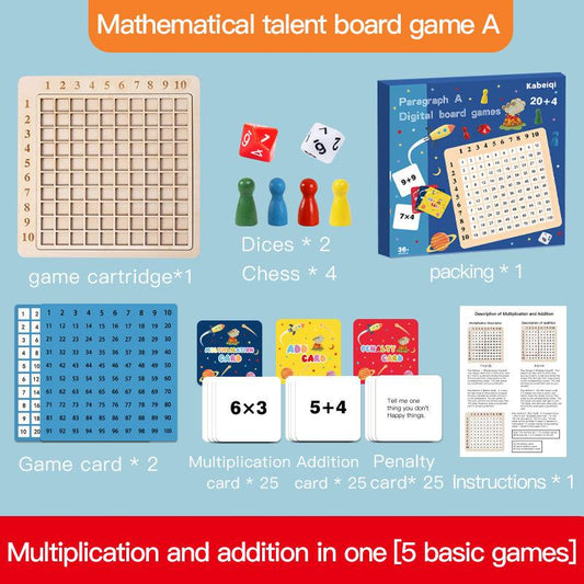 Wooden 2-In-1 Number Students Early Years Ninety-Nine Multiply Method Guidebook