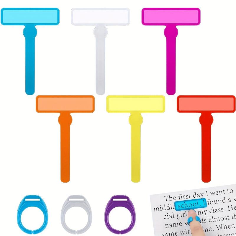 9 Pcs Finger Focus Highlighter Reading Strips Colored Reading Line Guide