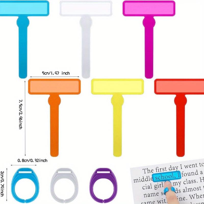 9 Pcs Finger Focus Highlighter Reading Strips Colored Reading Line Guide
