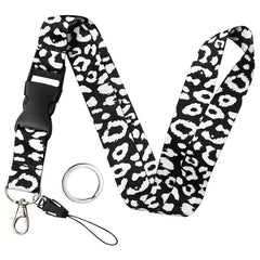 Leopard Pattern Neck Lanyard For Keys Wallet ID Card Holder