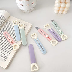 1pc Mini Love Heart Utility Paper Cutter Art Box Cutter School Office Supply