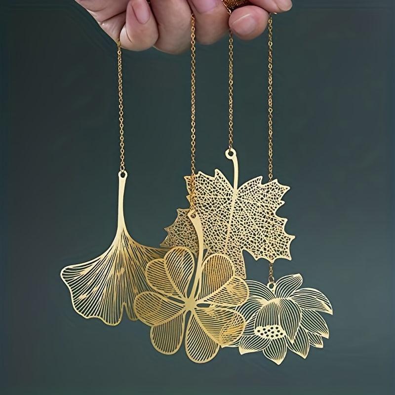 Golden Hollow Metal Bookmarks with Chain - Pack of 1