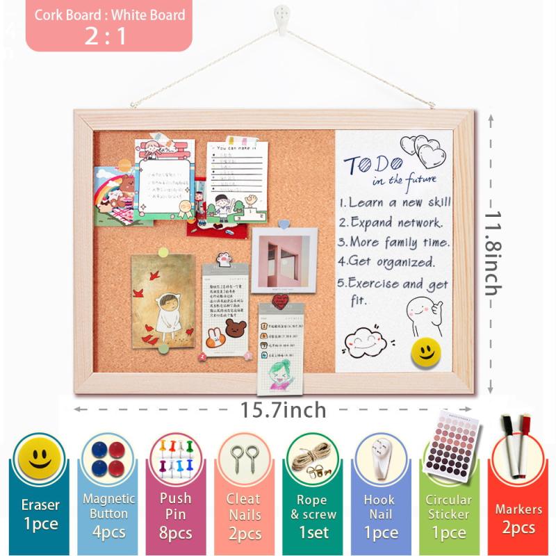 30 Magnetic Whiteboard & Cork Board Combo - Messages Drawings & More
