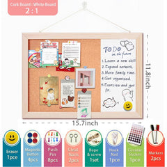 30 Magnetic Whiteboard & Cork Board Combo - Messages Drawings & More