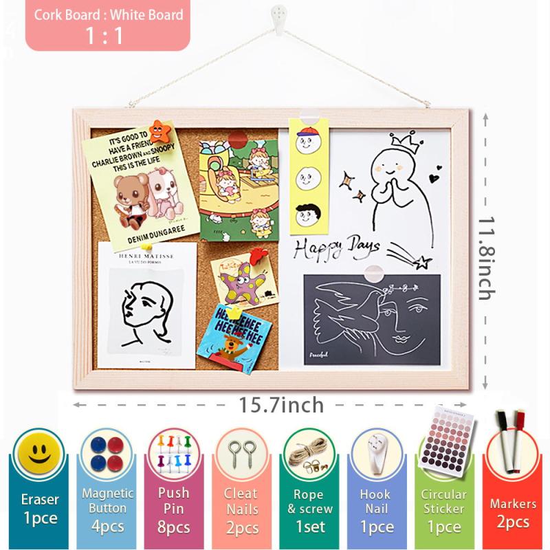 30 Magnetic Whiteboard & Cork Board Combo - Messages Drawings & More