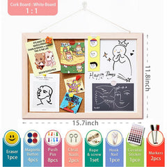 30 Magnetic Whiteboard & Cork Board Combo - Messages Drawings & More