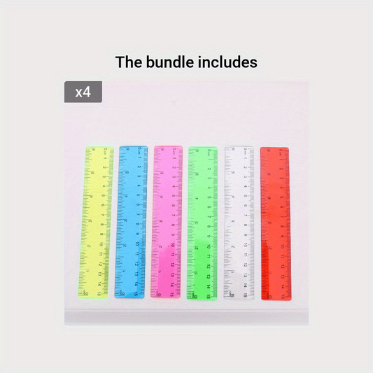 6pcs Plastic Colorful Rulers 15 24 Cm Straight Ruler Colored Safety Ruler