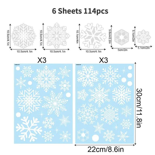 Snowflake Window Stickers Set - Christmas Winter Door Decoration
