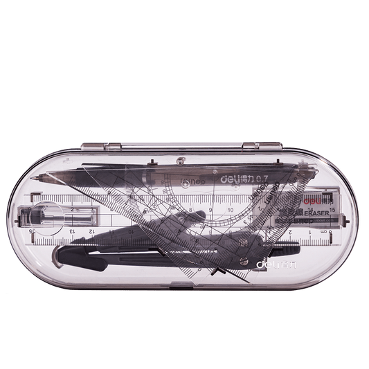Drafting Set w/ Storage Box, Mechanical Pencil, Rulers, Protactor, Compass
