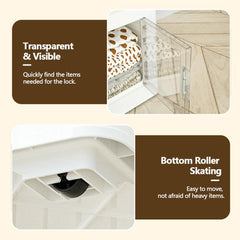 Plastic Transparent Storage Box With Wheels Office Organizer