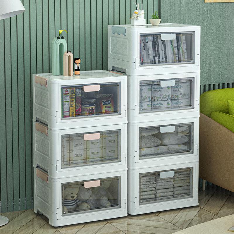 Plastic Transparent Storage Box With Wheels Office Organizer