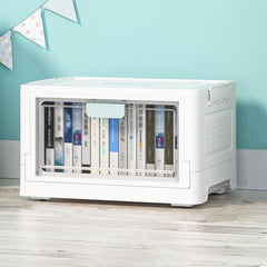 Plastic Transparent Storage Box With Wheels Office Organizer