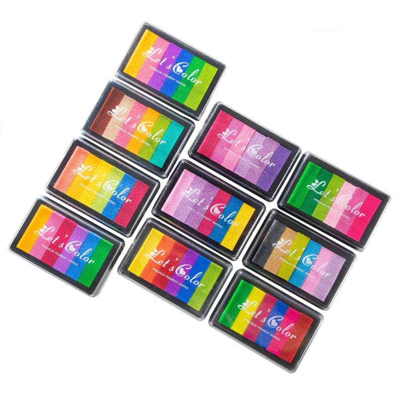 6pcs Colors Ink Pad for Rubber Stamps Paper Wood Fabric